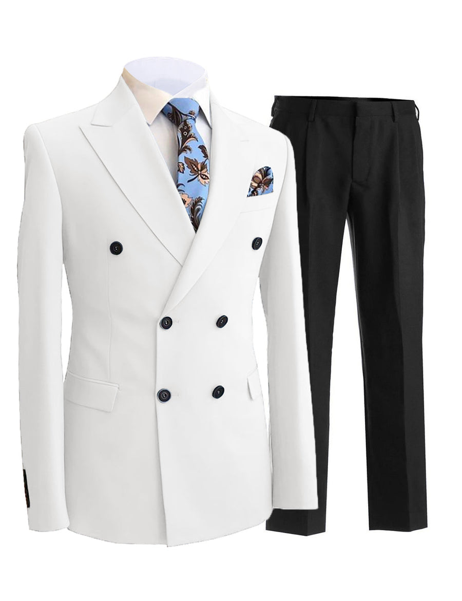 Formal Men's 2 Pieces Solid Slim Fit Peak Lapel Mens Suit (Blazer+Pants ...