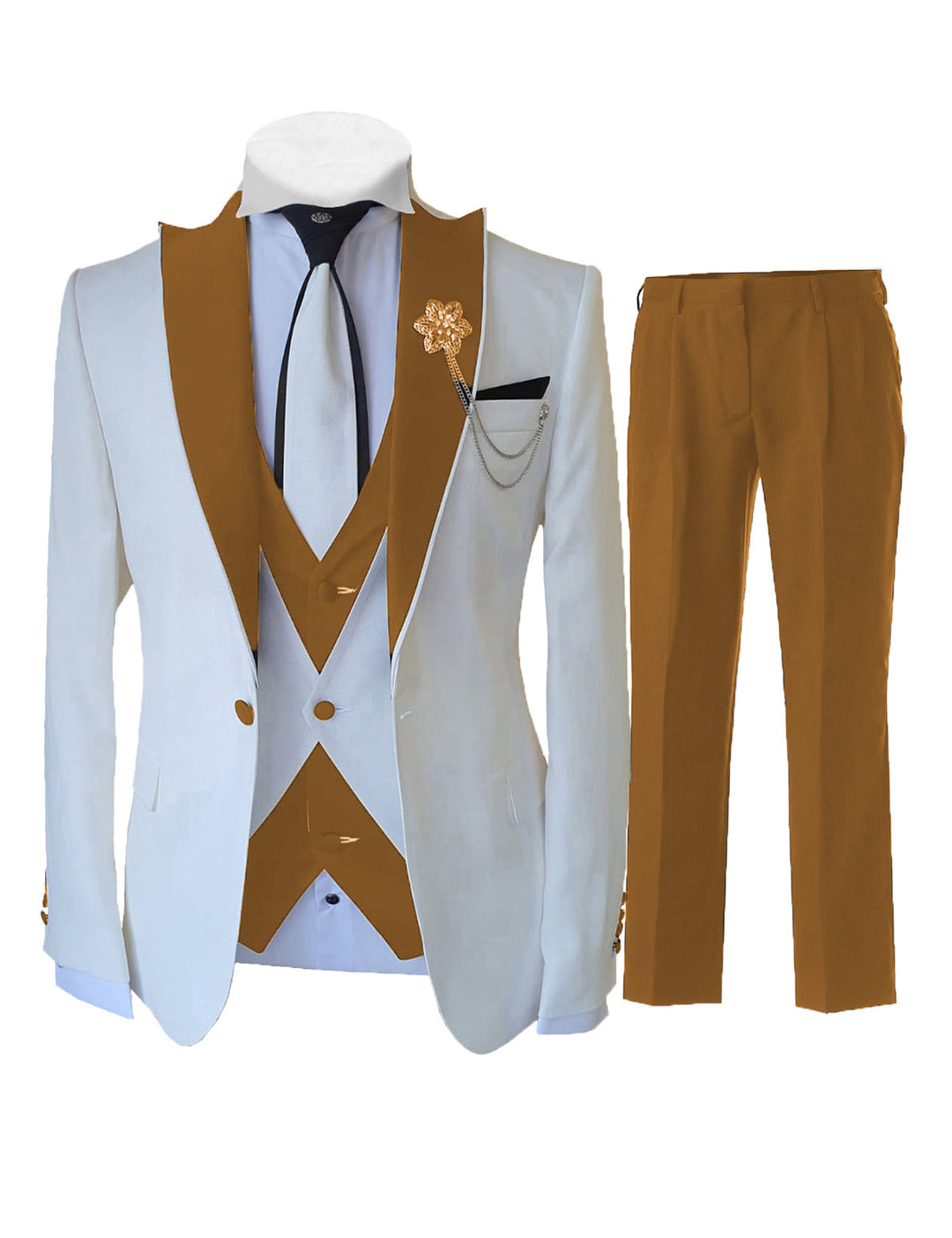 Formal Men's 3 Pieces Classic Flat Peak Lapel Tuxedos For Wedding (Blazer+vest+Pants) mens event wear