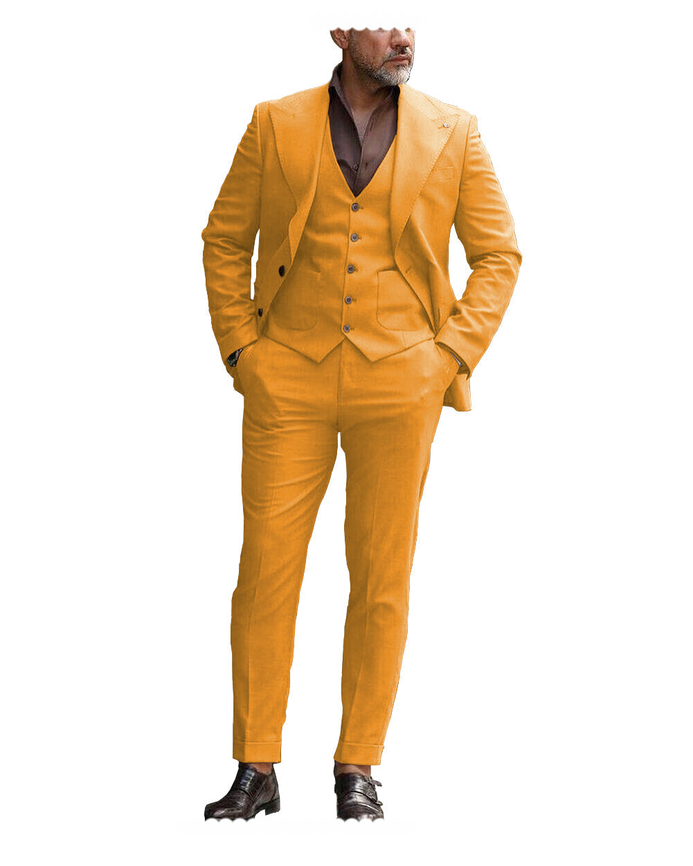 Formal Men's 3 Pieces Flat Slim Fit Peak Lapel Tuxedos For wedding (Blazer+vest+Pants) mens event wear