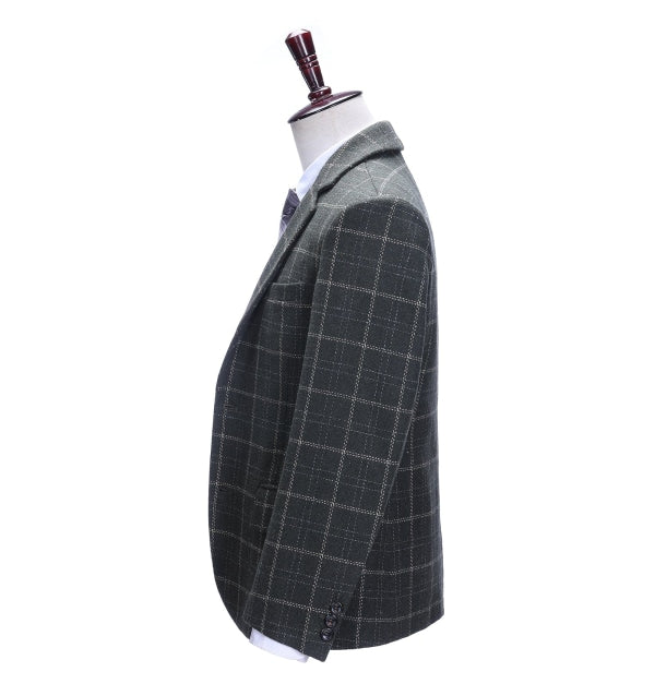 Formal Men's Business Black Plaid Notch Lapel Blazer mens event wear