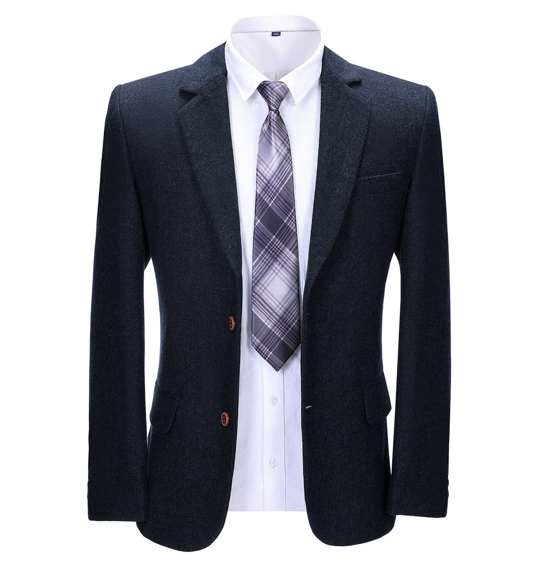Formal Men's Business Herringbone Notch Lapel Blazer Solid Jacket mens event wear