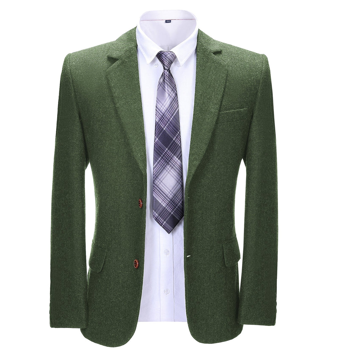 Formal Men's Business Herringbone Notch Lapel Blazer Solid Jacket mens event wear