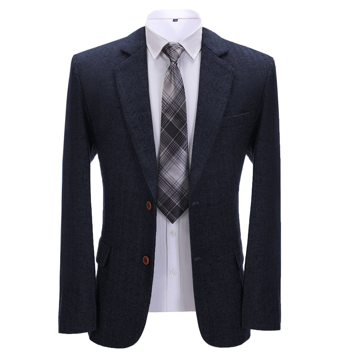 Formal Men's Herringbone Notch Lapel Blazer Business Jacket mens event wear