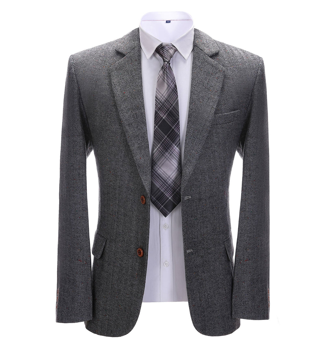 Formal Men's Herringbone Notch Lapel Blazer Business Jacket mens event wear