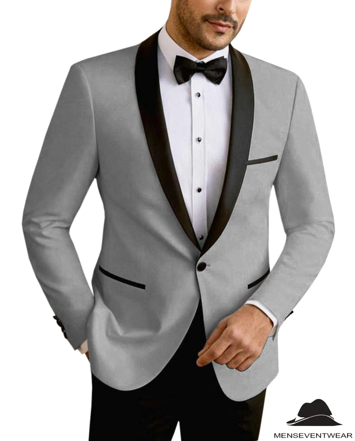 Formal Men's Slim Fit Shawl Lapel Flat Blazer mens event wear