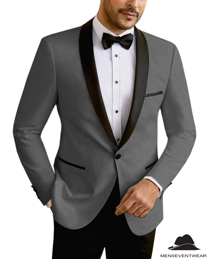 Formal Men's Slim Fit Shawl Lapel Flat Blazer mens event wear