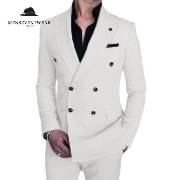Formal Men's Suit Slim Fit  Double Breasted 2 Piece Business Tuxedos (Blazer+Pants) mens event wear
