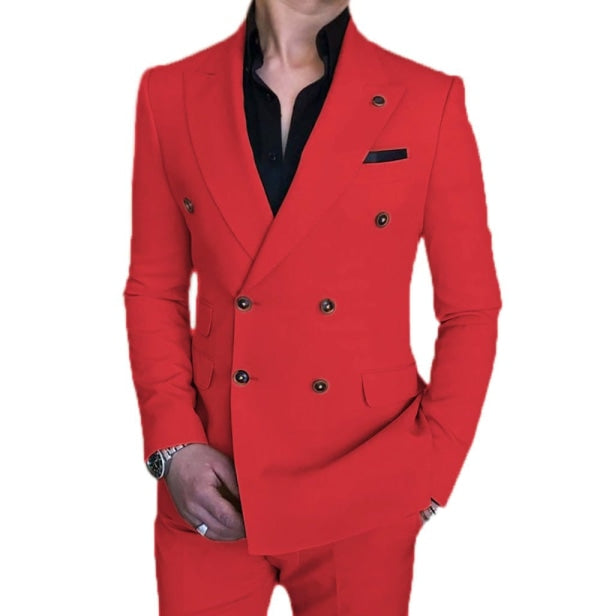 Formal Men's Suit Slim Fit  Double Breasted 2 Piece Business Tuxedos (Blazer+Pants) mens event wear