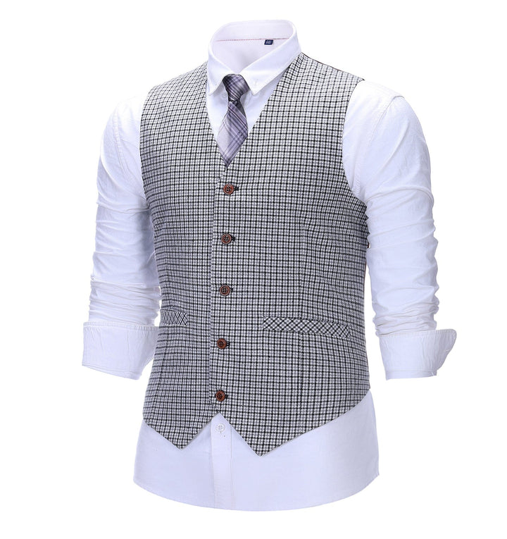 Formal Men's Suit Vest Houndstooth V Neck Waistcoat mens event wear