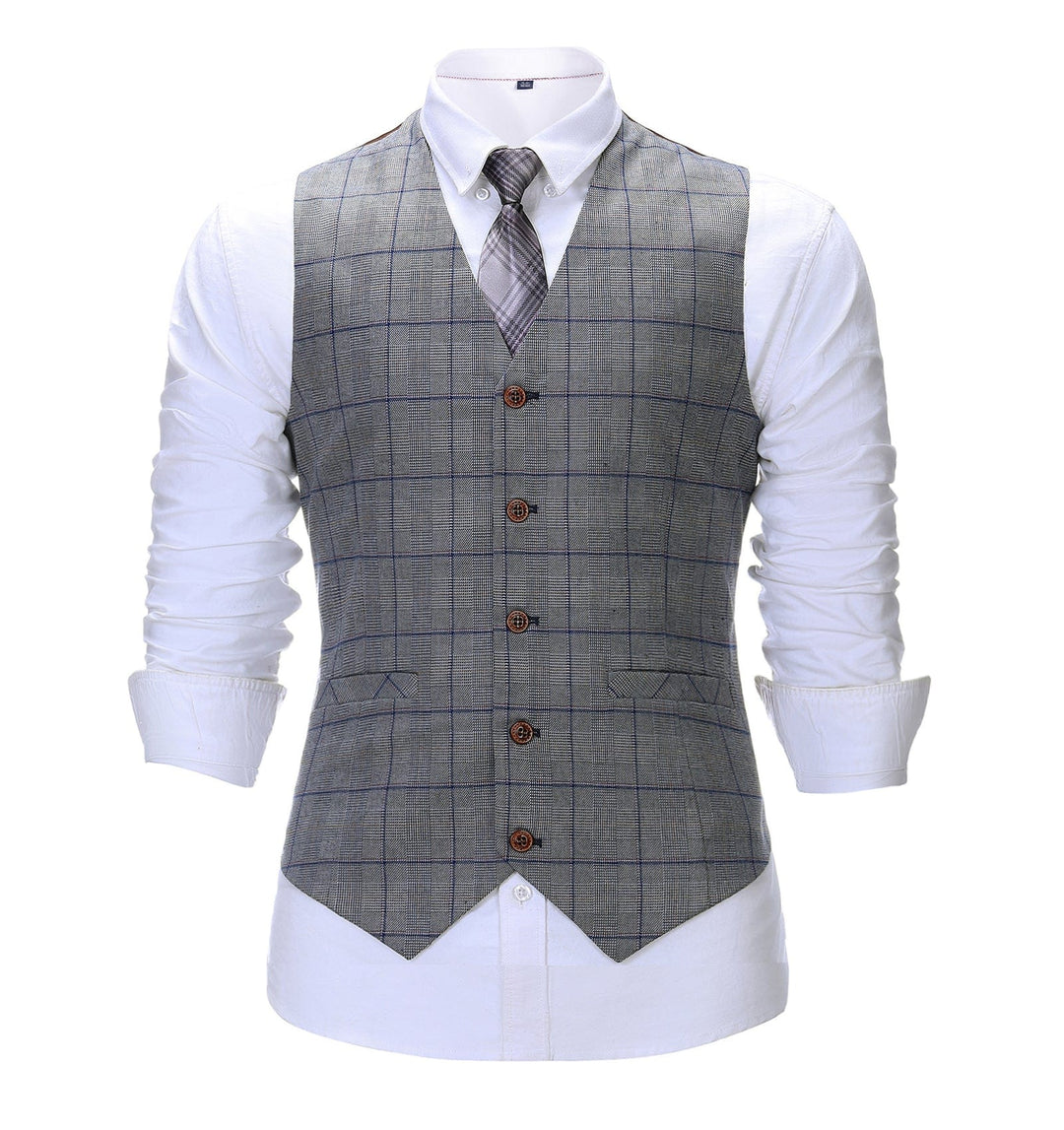 Formal Men's Suit Vest Plaid V Neck Waistcoat mens event wear