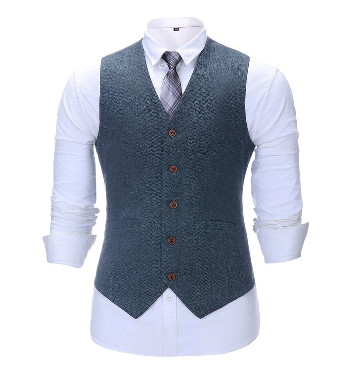 Formal Men's Suit Vest Slim Fit Herringbone V Neck Waistcoat mens event wear