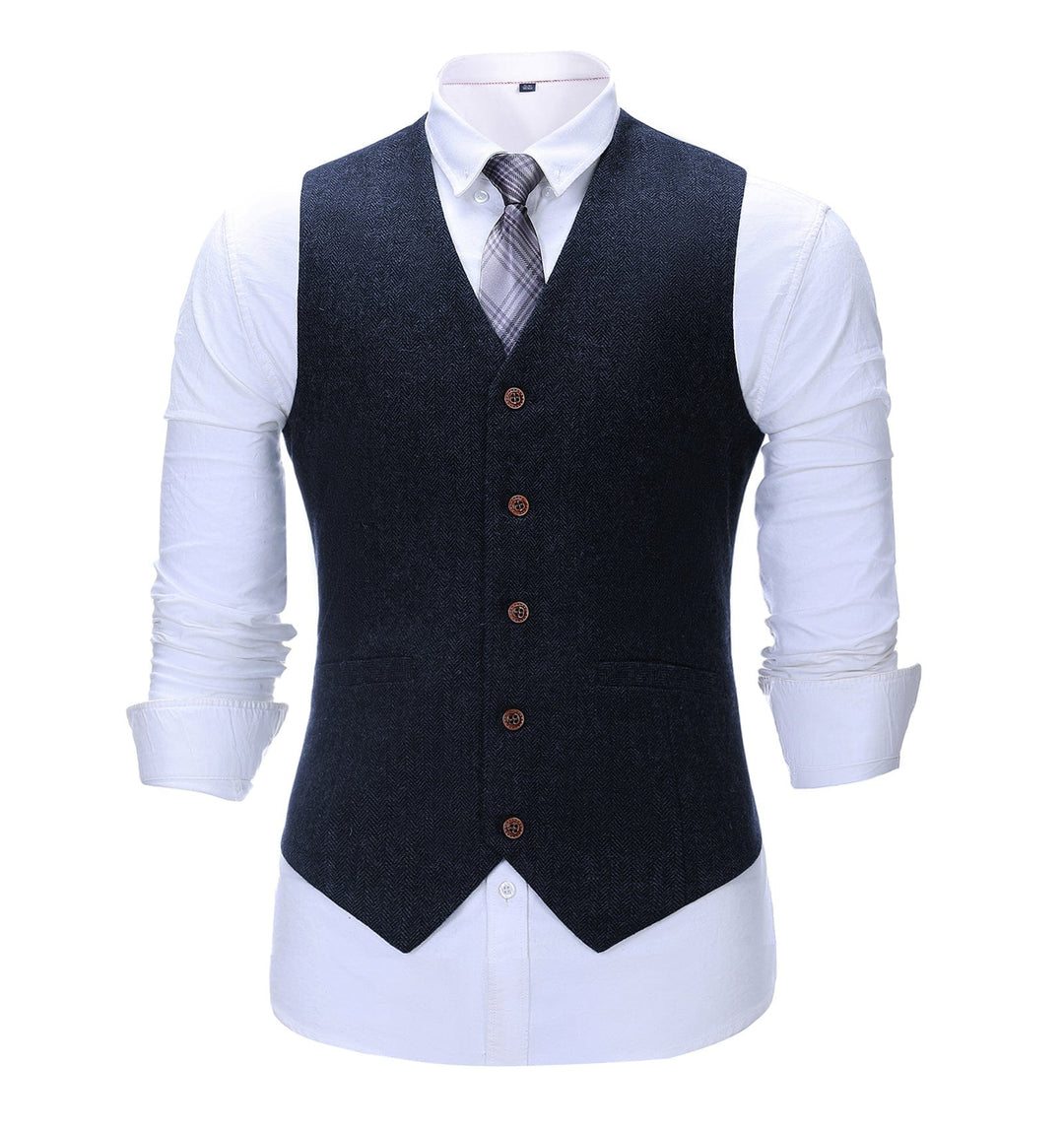 Formal Men's Suit Vest Slim Fit Herringbone V Neck Waistcoat mens event wear