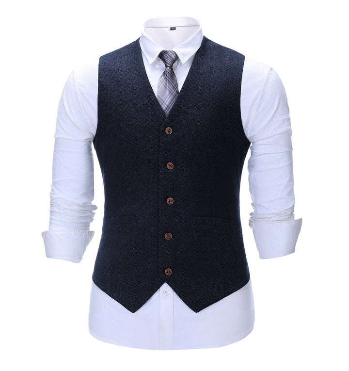 Formal Men's Suit Vest Slim Fit Herringbone V Neck Waistcoat mens event wear