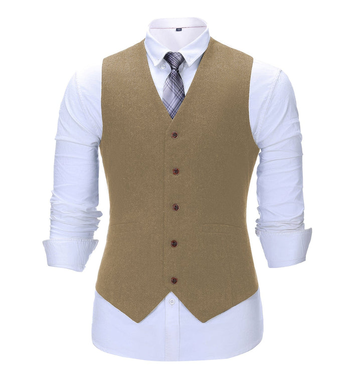 Formal Men's Suit Vest Slim Fit Herringbone V Neck Waistcoat mens event wear