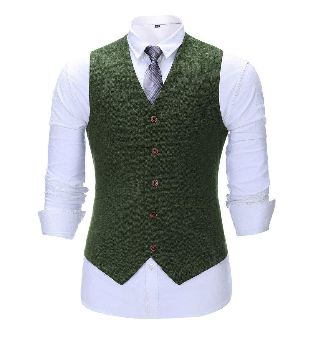 Formal Men's Suit Vest Slim Fit Herringbone V Neck Waistcoat mens event wear