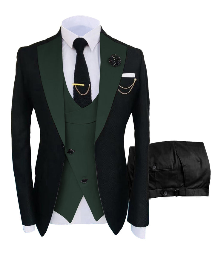 Formal Men's Suits Slim Fit 3 Pieces Notch Lapel Tuxedos (Blazer+Vest+Black Pant) mens event wear