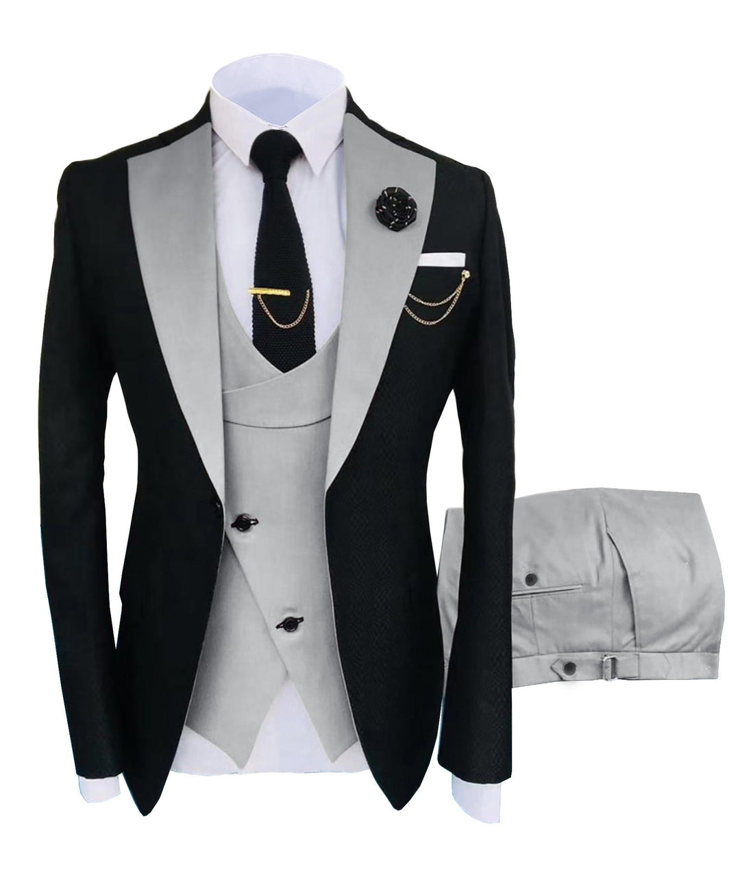 Formal Men's Suits Slim Fit 3 Pieces Notch Lapel Tuxedos (Blazer+Vest+Pant) Adam Reed