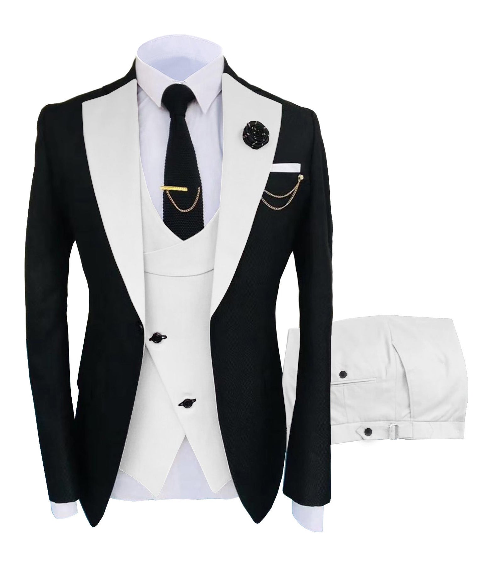Formal Men's Suits Slim Fit 3 Pieces Notch Lapel Tuxedos (Blazer+Vest ...