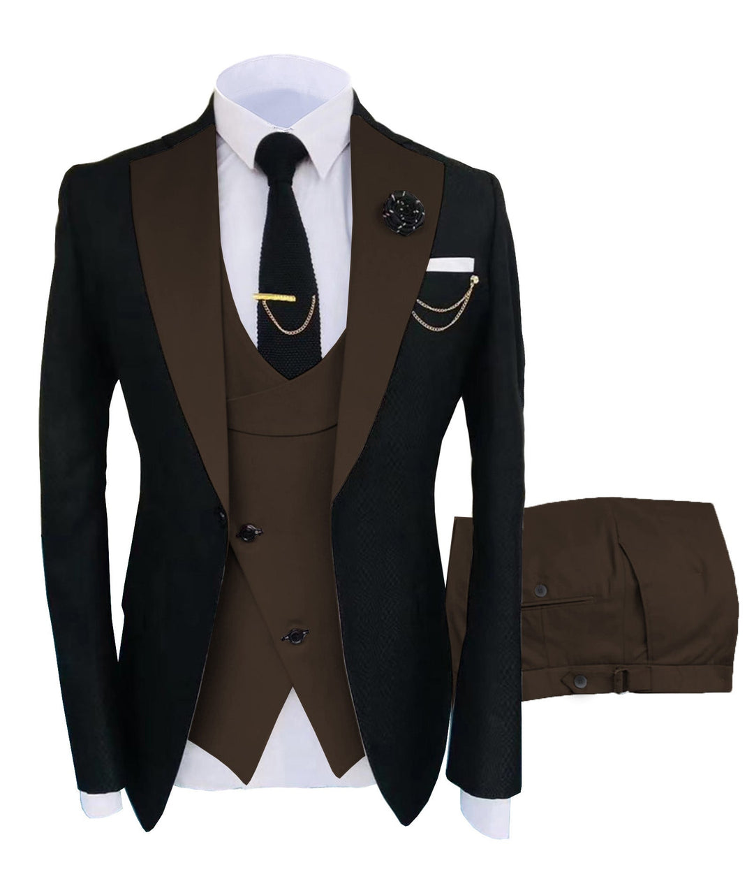 Formal Men's Suits Slim Fit 3 Pieces Notch Lapel Tuxedos (Blazer+Vest+Pant) Adam Reed