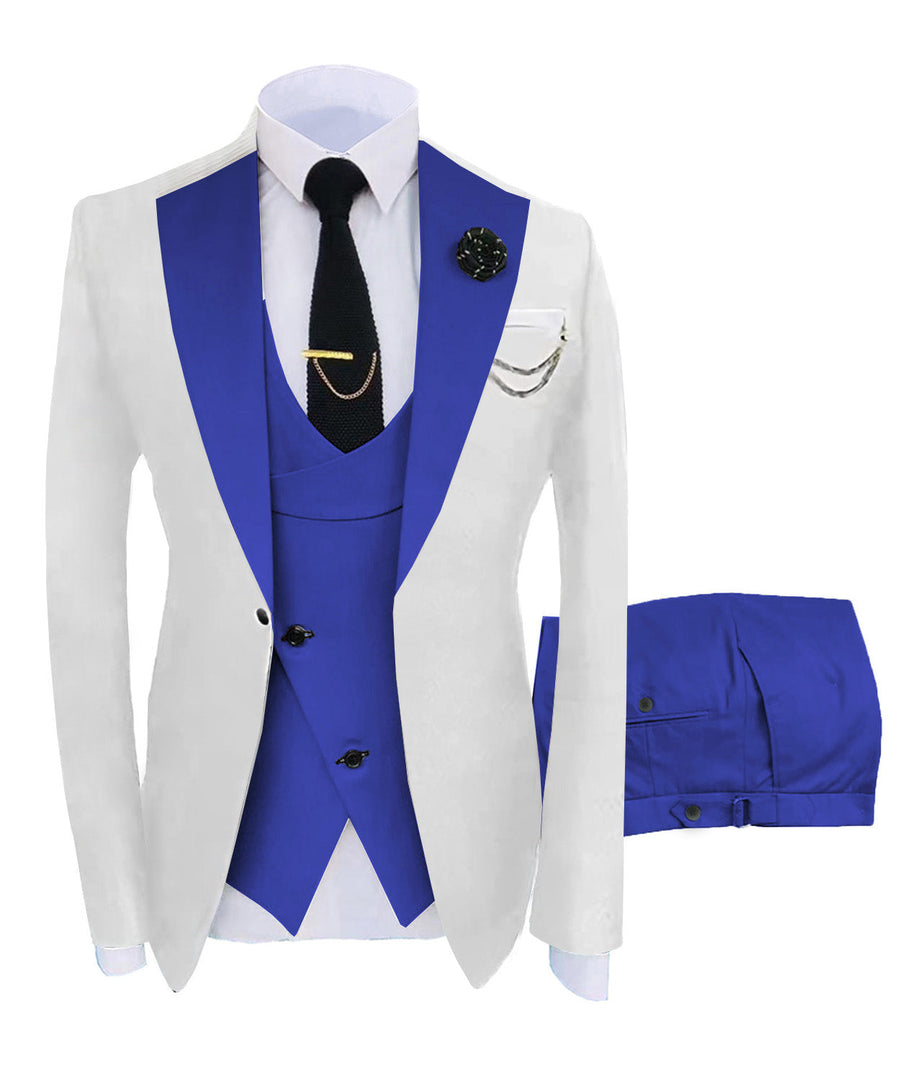 Formal Men's Suits Slim Fit 3 Pieces Notch Lapel Tuxedos (White Blazer ...