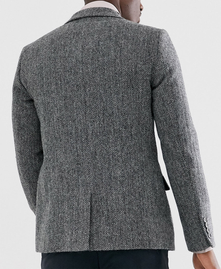 Formal Men's Wool Herringbone Notch Lapel Blazer - Menseventwear – mens ...