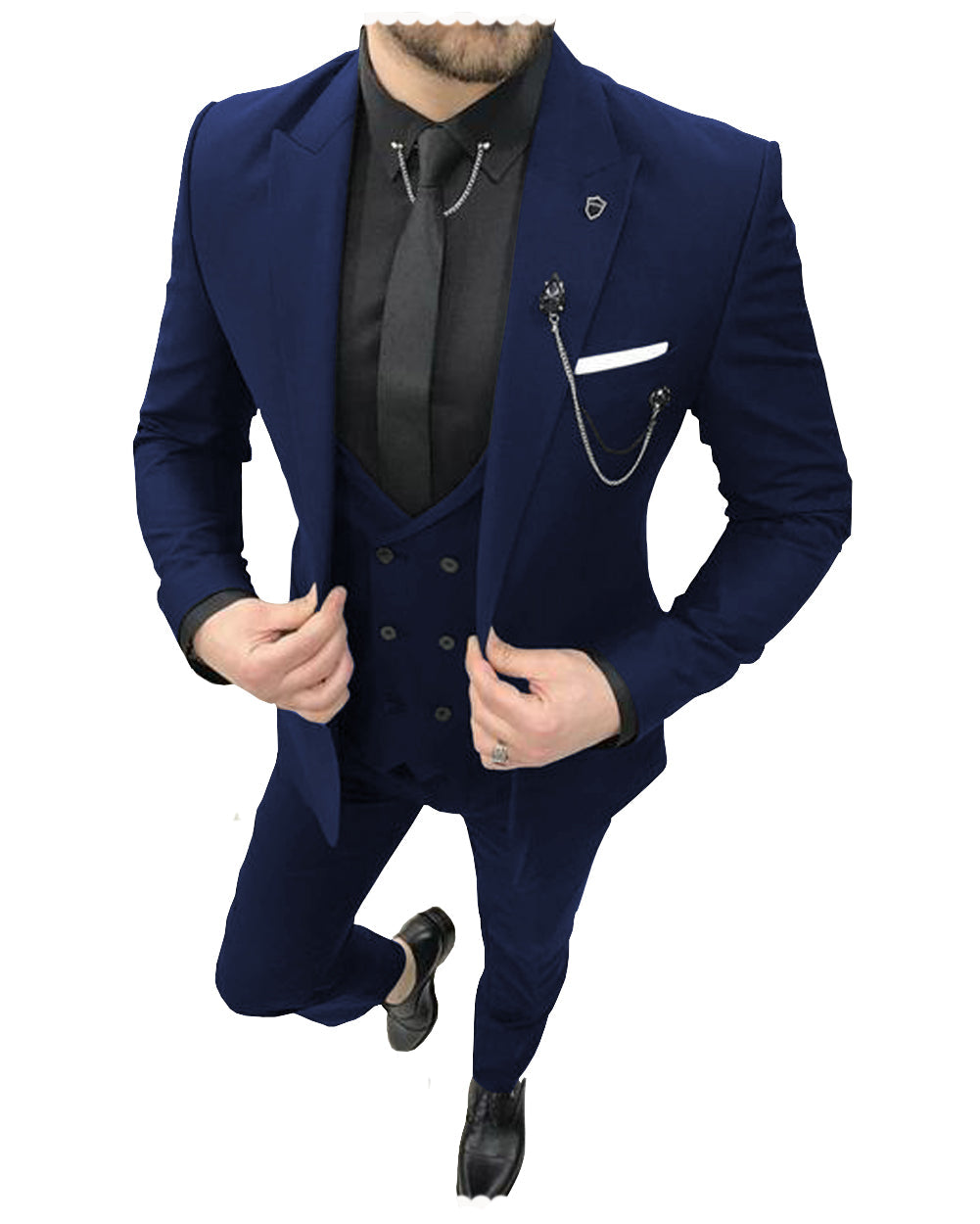 Formal Mens Suit 3 Pieces Peak Lapel Blazer For Wedding (Blazer+vest+Pants) mens event wear