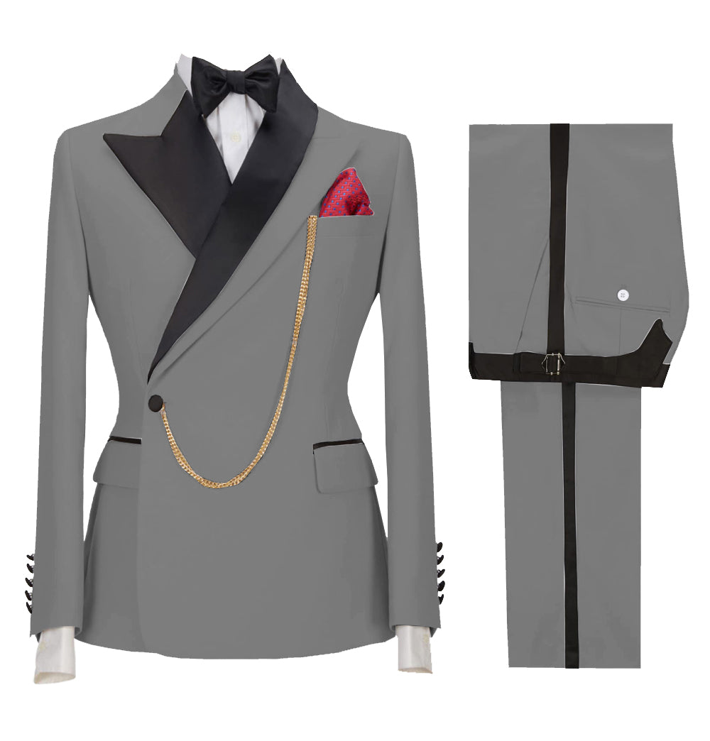 Formal Mens Suit 3 Pieces Peak Lapel Blazer For Wedding (Blazer+vest+Pants) mens event wear