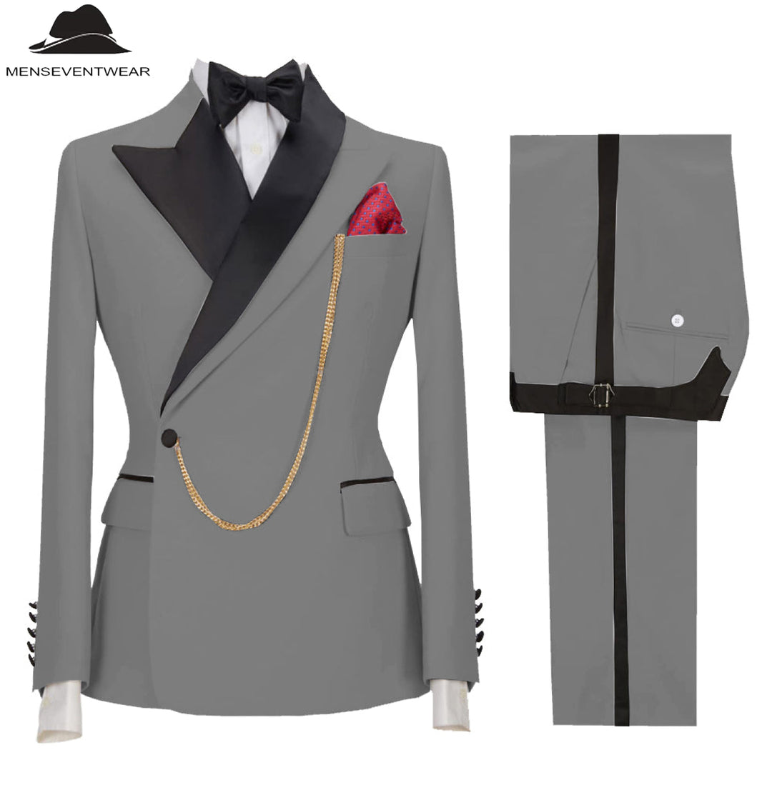 Formal Mens Suit 3 Pieces Peak Lapel Blazer For Wedding (Blazer+vest+Pants) mens event wear