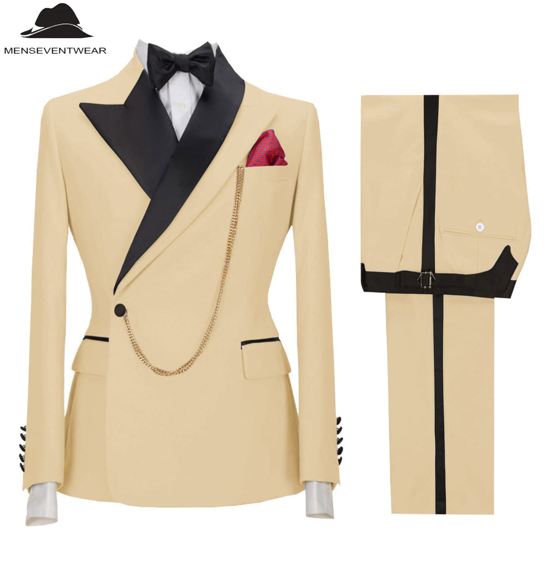 Formal Mens Suit 3 Pieces Peak Lapel Blazer For Wedding (Blazer+vest+Pants) mens event wear