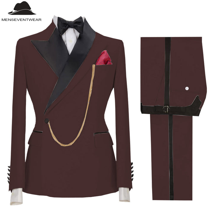 Formal Mens Suit 3 Pieces Peak Lapel Blazer For Wedding (Blazer+vest+Pants) mens event wear