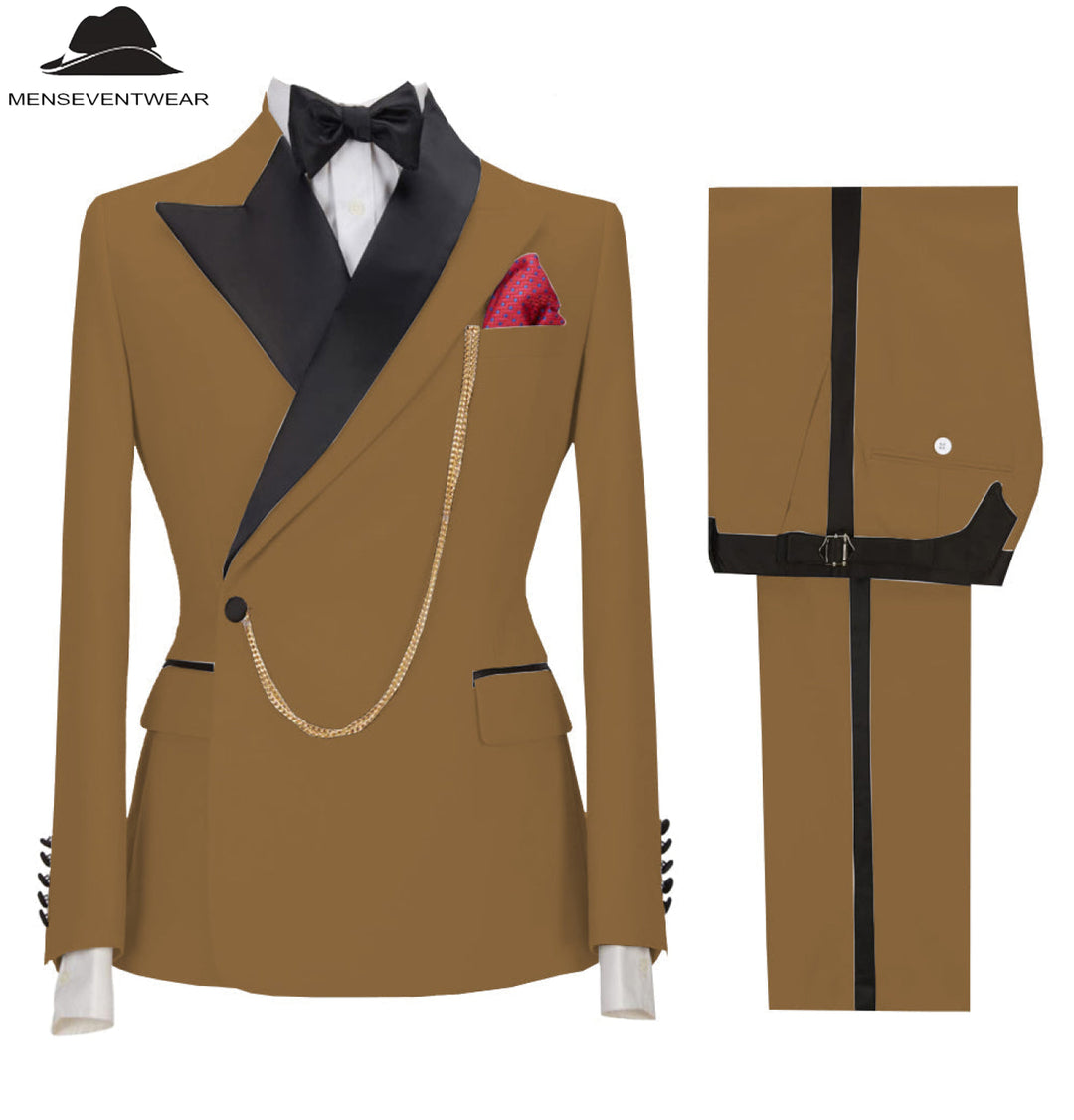 Formal Mens Suit 3 Pieces Peak Lapel Blazer For Wedding (Blazer+vest+Pants) mens event wear