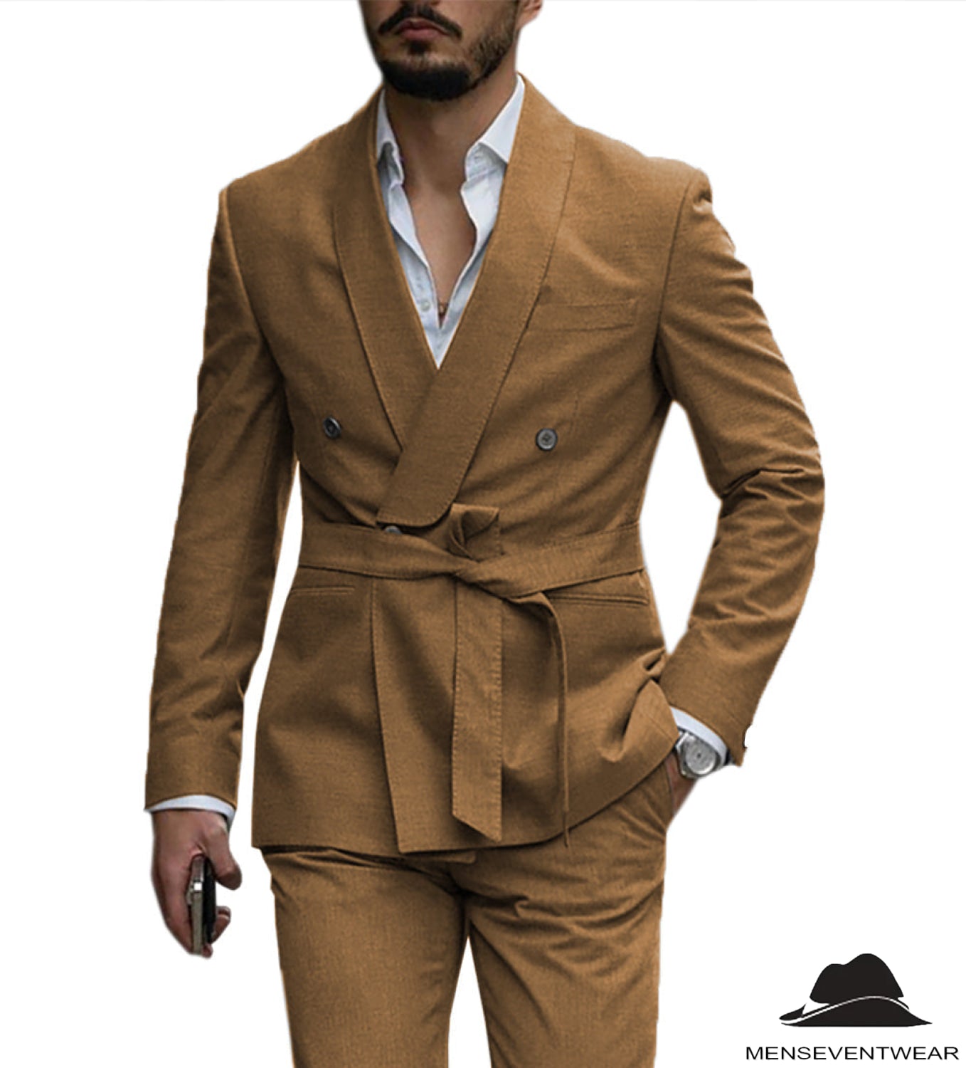 【Rrrr】DOUBLE LAPELED DOUBLE BREASTED Leisure Mens Suit Double Breasts Shawl Lapel 2 Pieces