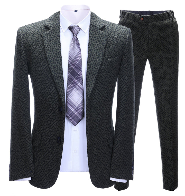 Men's 2 Pieces Formal Black Plaid Notch Lapel Tuxedos for Wedding(Blazer+Pants) mens event wear
