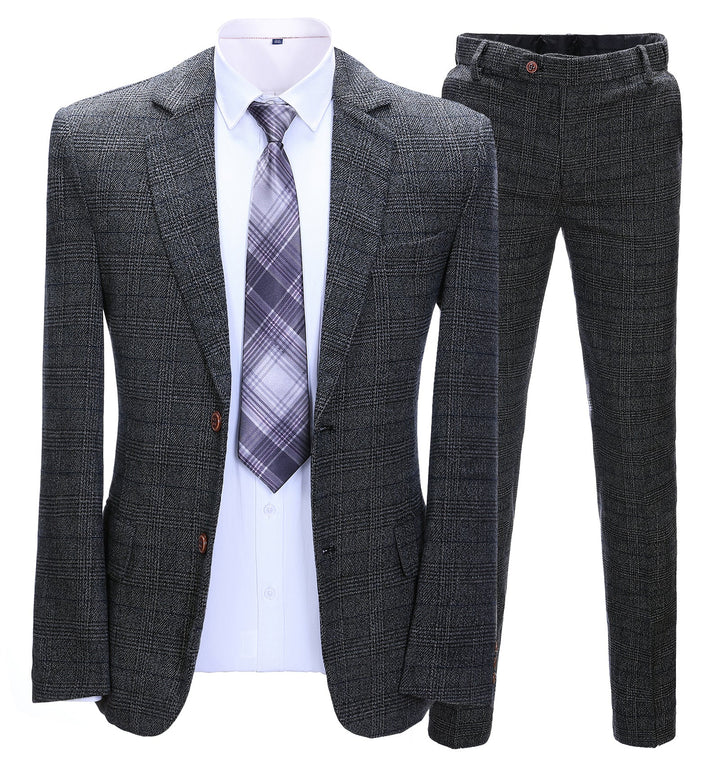 Men's 2 Pieces Formal Plaid Notch Lapel Tuxedos for Wedding(Blazer+Pants) mens event wear