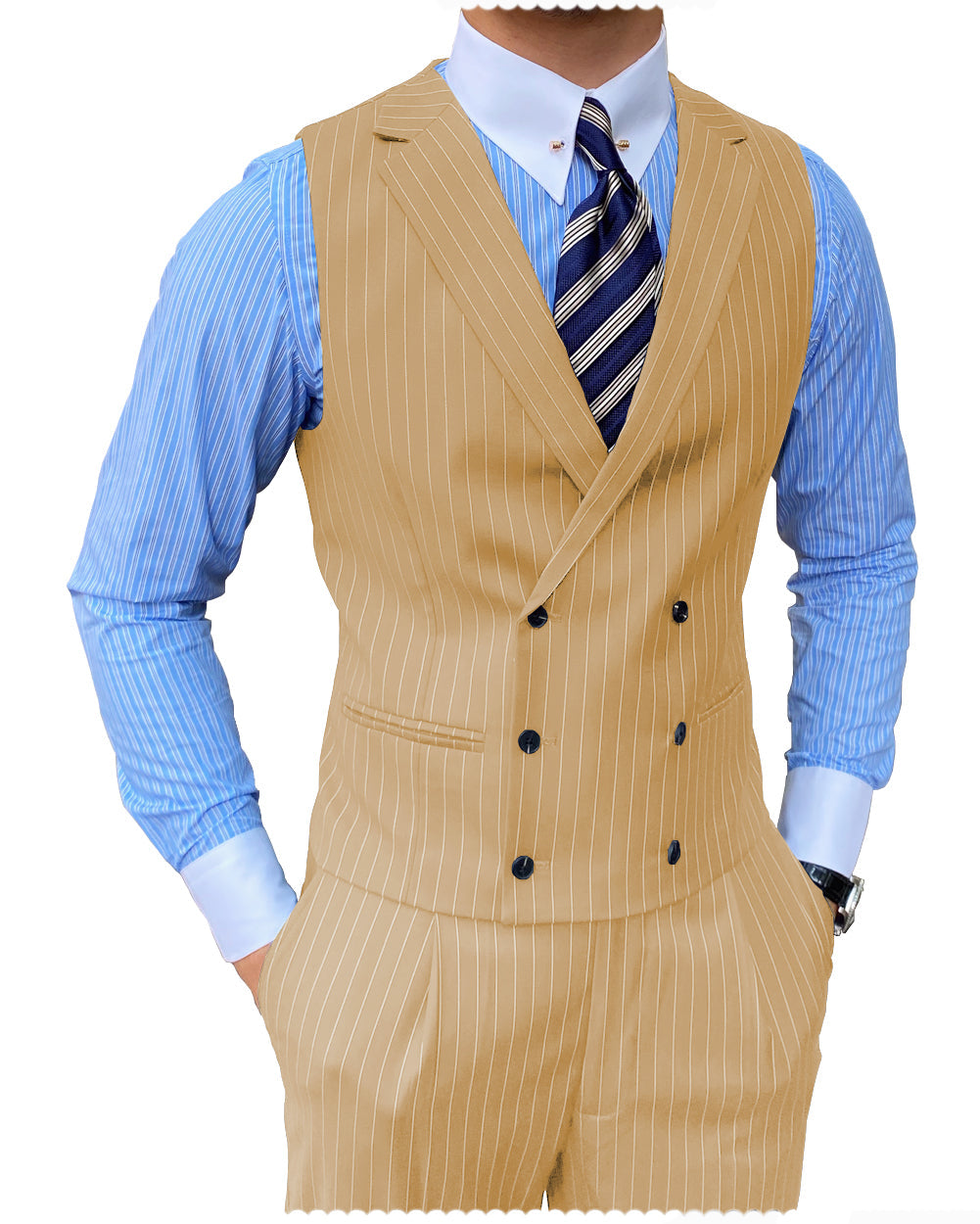 Men's 2 pieces Mens Suit Notch Lapel Striped For Wedding (Blazer+Pants) mens event wear