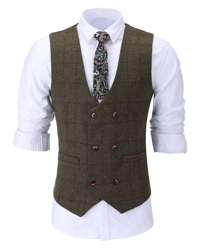 Men's 3 Pieces Mens Formal Tweed Plaid Notch Lapel Suit (Blazer+vest+Pants) mens event wear