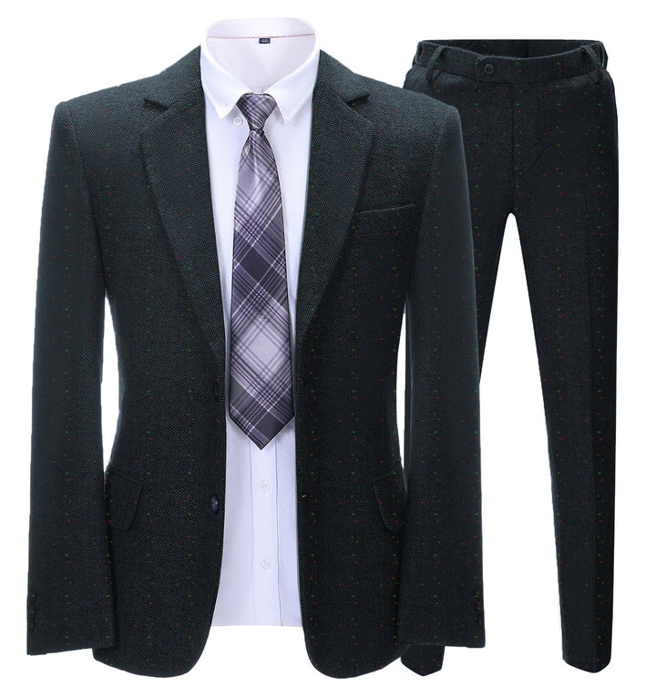 Men's Business 2 Pieces Formal Herringbone Notch Lapel Tuxedos for Wedding (Blazer+Pants) mens event wear