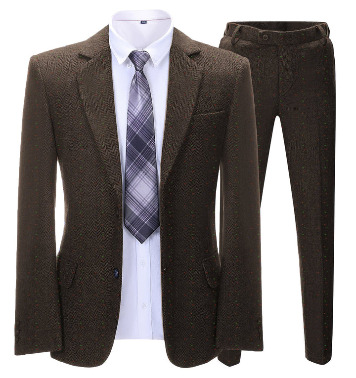 Men's Business 2 Pieces Formal Herringbone Notch Lapel Tuxedos for Wedding (Blazer+Pants) mens event wear