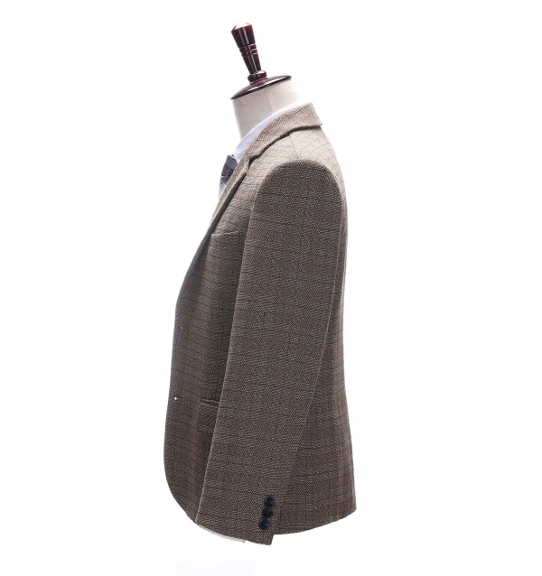 Men's Business 3 Pieces Formal Brown Tweed Notch Lapel Suit (Blazer+vest+Pants) Adam Reed