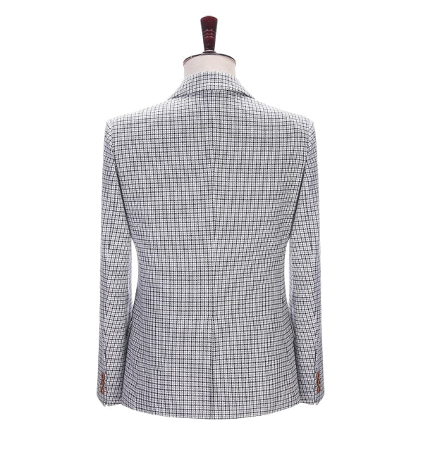 Men's Business 3 Pieces Formal Houndstooth Solid Notch Lapel Suit (Blazer+vest+Pants) Adam Reed