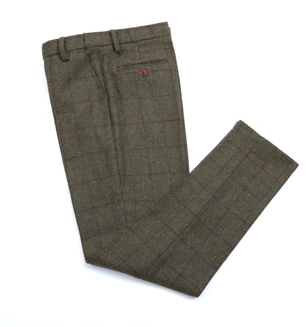 Men's Business 3 Pieces Mens Formal Tweed Plaid Notch Lapel Suit (Blazer+vest+Pants) Adam Reed