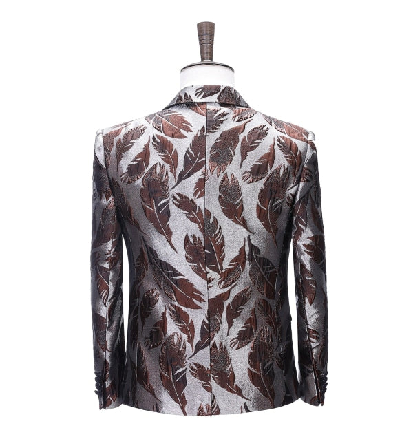 Men's Casual Patterned Peak Lapel Blazer mens event wear