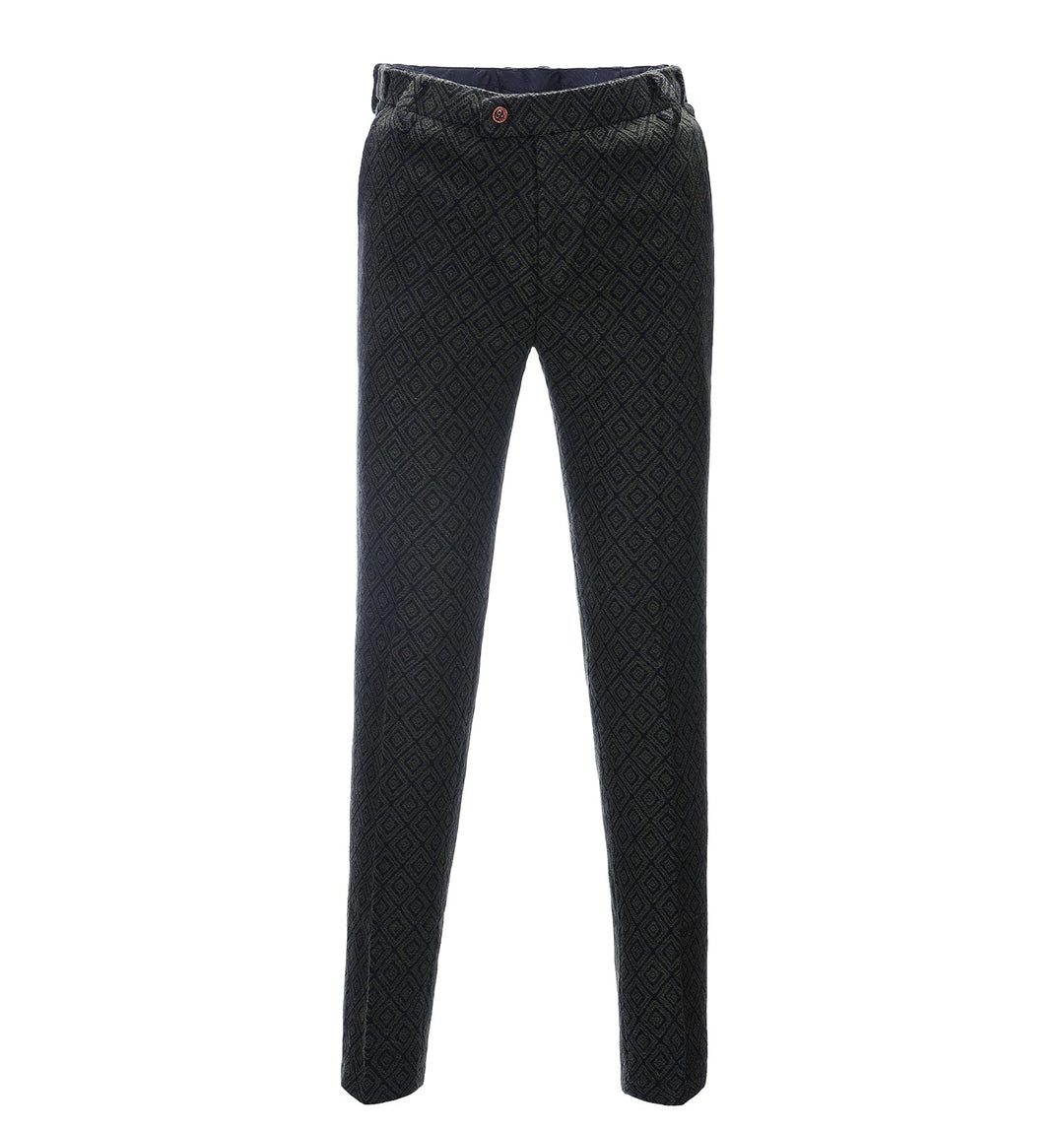 Men's Casual Suit Pants Black Plaid Pleat-Front Trousers menseventwear