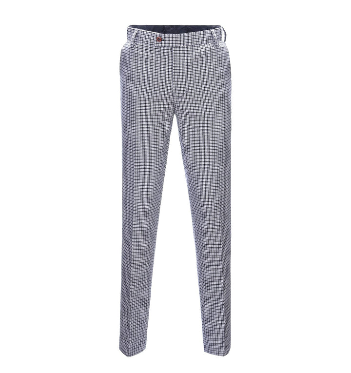 Men's Casual Suit Pants White Houndstooth Pleat-Front Trousers menseventwear