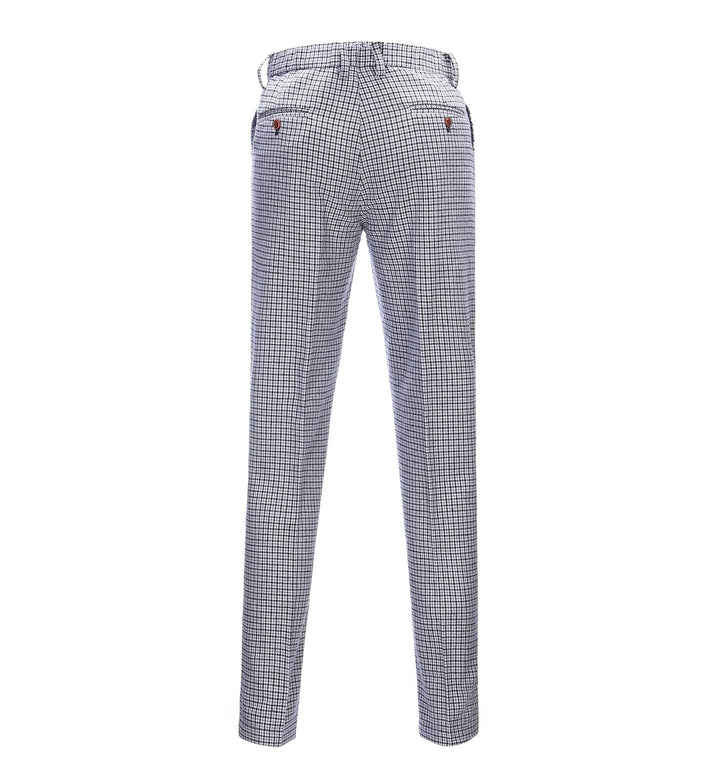 Men's Casual Suit Pants White Houndstooth Pleat-Front Trousers menseventwear