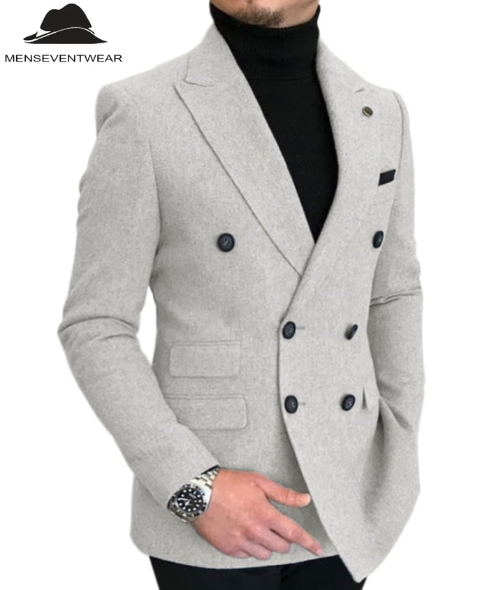 Men's Casual Tweed Notch Lapel Blazer mens event wear