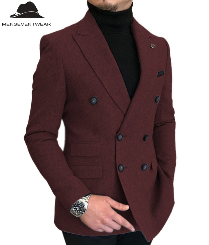 Men's Casual Tweed Notch Lapel Blazer mens event wear