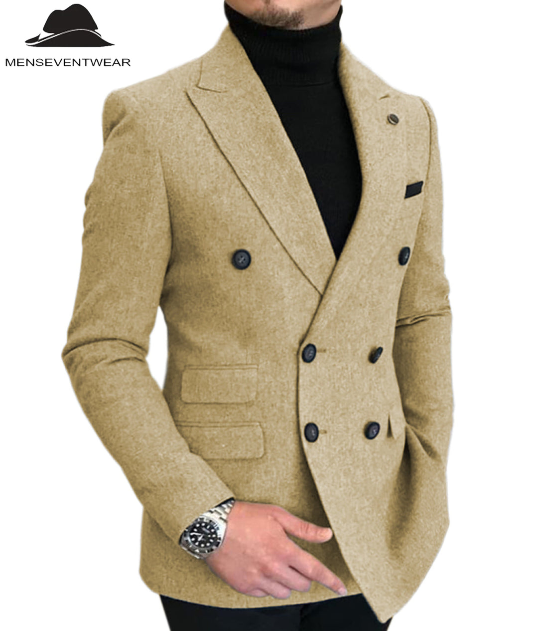 Men's Casual Tweed Notch Lapel Blazer mens event wear