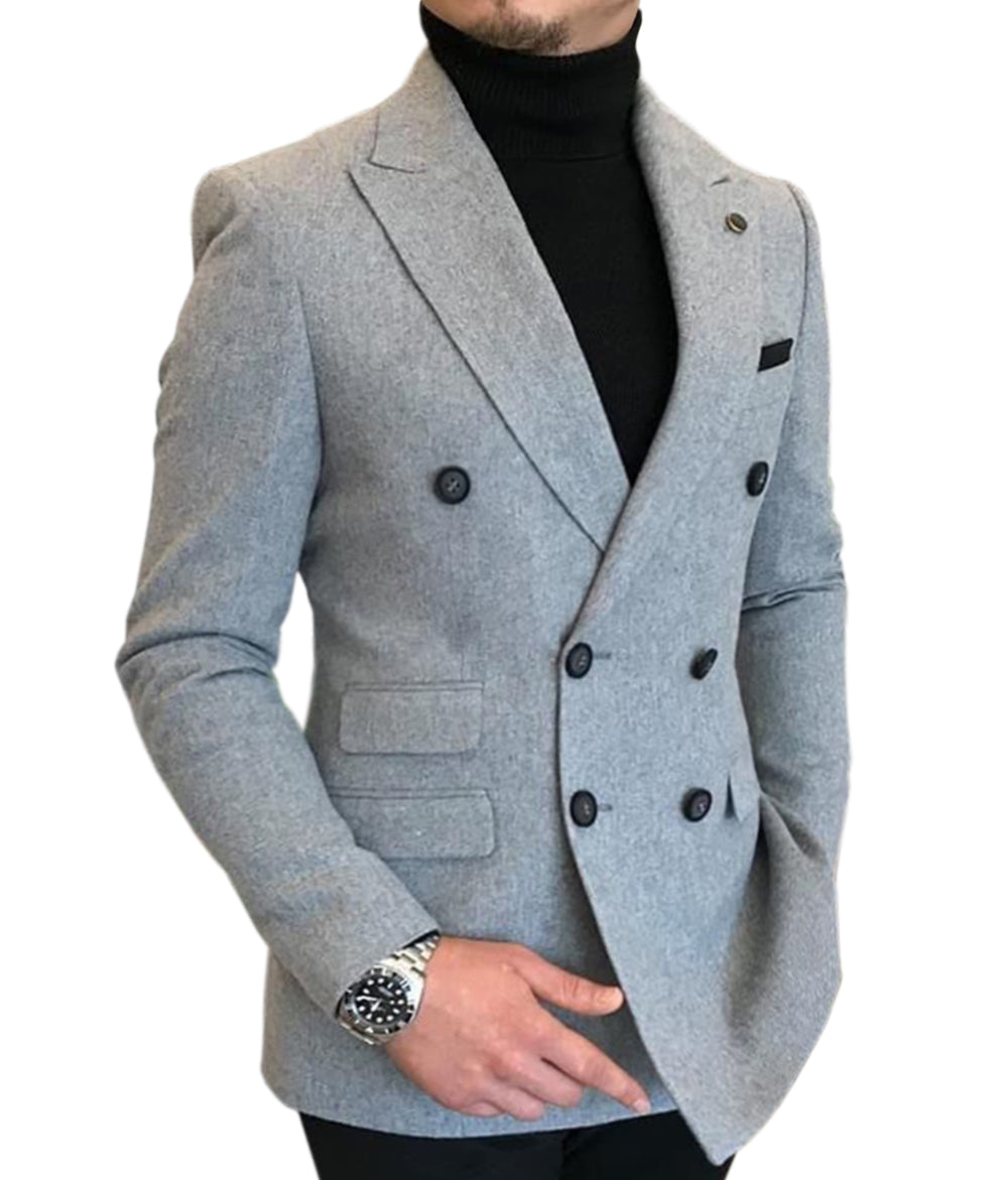 Men's Casual Tweed Notch Lapel Blazer mens event wear