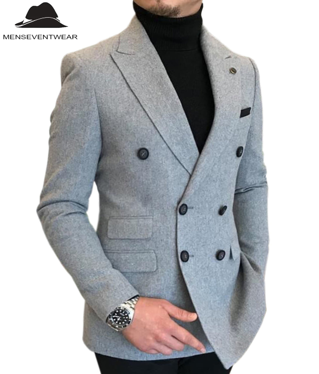 Men's Casual Tweed Notch Lapel Blazer mens event wear